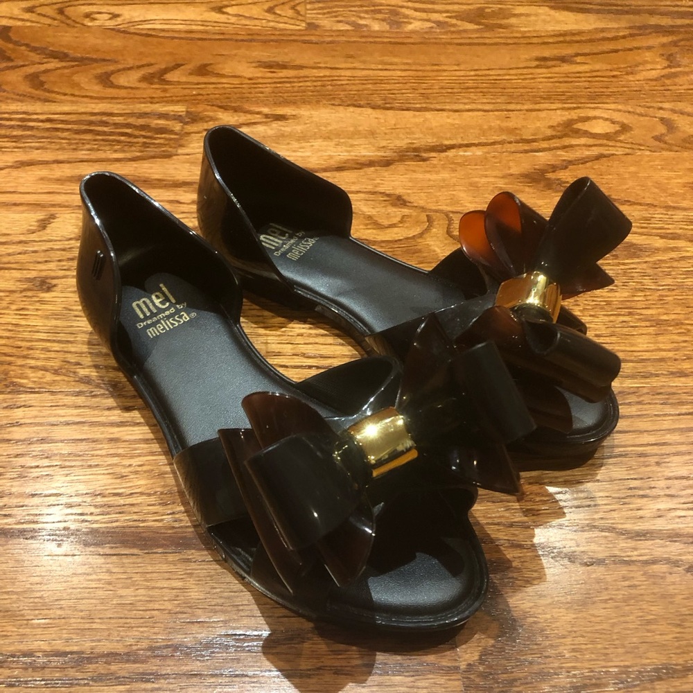 Mini Melissa Bow Open Toe Flats Size 11